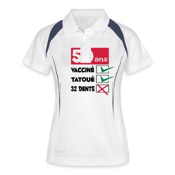 TEE SHIRT HUMOUR DESIGN ET MOTIF ANNIVERSAIRE 50 - Polo respirant Femme - blanc/marine - Devant
