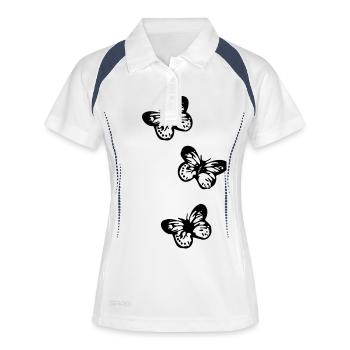 papillon, papillons, - Polo respirant Femme - blanc/marine - Devant