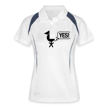 student_yes_f1 - Frauen Polo atmungsaktiv - Weiß/Navy - Vorne