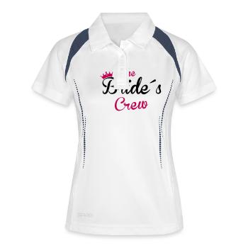 the bride´s crew - Frauen Polo atmungsaktiv - Weiß/Navy - Vorne