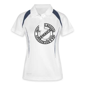 skinheadreggae_made_in_jamaica - Frauen Polo atmungsaktiv - Weiß/Navy - Vorne