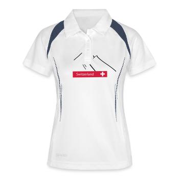 Schweiz Switzerland Berge Alpen - Frauen Polo atmungsaktiv - Weiß/Navy - Vorne