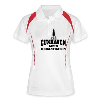Cuxhaven mein Heimathafen - Frauen Polo atmungsaktiv - Weiß/Navy - Vorne