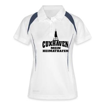 Cuxhaven mein Heimathafen - Frauen Polo atmungsaktiv - Weiß/Navy - Vorne
