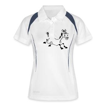 lustiges Pferd - Frauen Polo atmungsaktiv - Weiß/Navy - Vorne