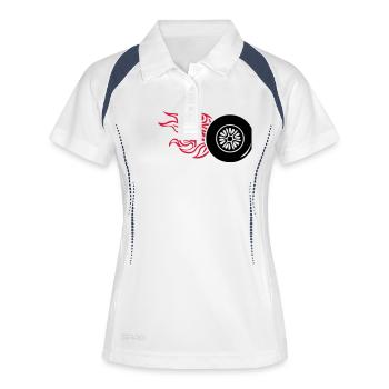 Reifen-Rad Rad Flamme fire1 - Frauen Polo atmungsaktiv - Weiß/Navy - Vorne
