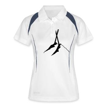 SKI, APRES SKI, neige, montagnes, FREESKI,télémark - Polo respirant Femme - blanc/marine - Devant