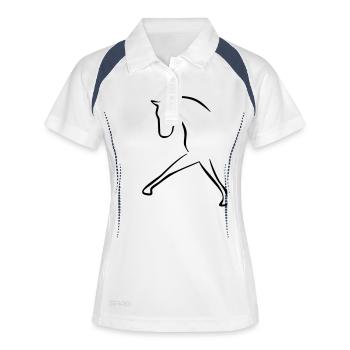 cheval - Polo respirant Femme - blanc/marine - Devant