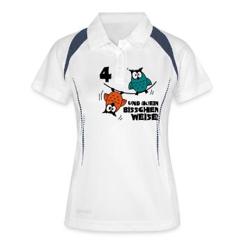 Geburtstag 40 und kein bisschen Weise, Eulen - Frauen Polo atmungsaktiv - Weiß/Navy - Vorne