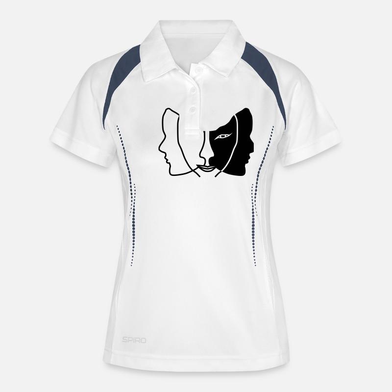 light dark face mask gemini - Women's Polo breathable - white/navy