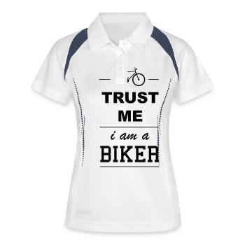 Croyez-moi je suis un motard 1c - Polo respirant Femme - blanc/marine - Devant
