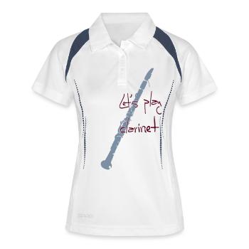 Klarinette spielen - Frauen Polo atmungsaktiv - Weiß/Navy - Vorne