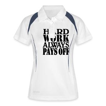 Hard work always pays off - Frauen Polo atmungsaktiv - Weiß/Navy - Vorne