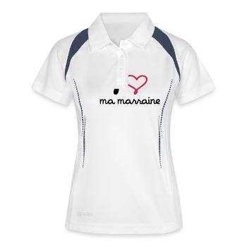 J'aime ma marraine - Polo respirant Femme - blanc/marine - Devant