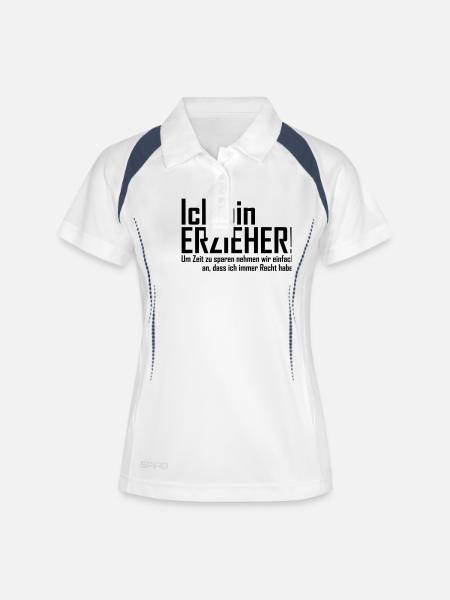 erzieher - Frauen Polo atmungsaktiv - Weiß/Navy
