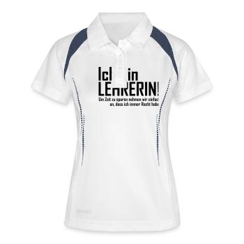 lehrerin - Frauen Polo atmungsaktiv - Weiß/Navy - Vorne