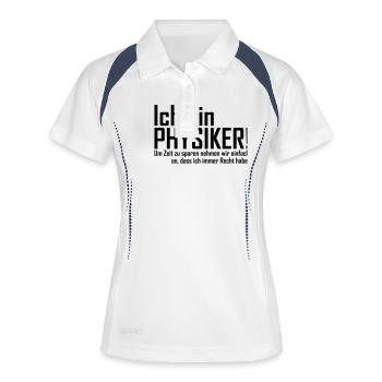 physiker - Frauen Polo atmungsaktiv - Weiß/Navy - Vorne