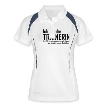 Trainerin - Frauen Polo atmungsaktiv - Weiß/Navy - Vorne