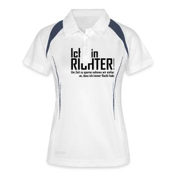 ich bin richter - Frauen Polo atmungsaktiv - Weiß/Navy - Vorne