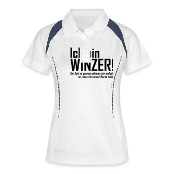 ich bin winzer - Frauen Polo atmungsaktiv - Weiß/Navy - Vorne