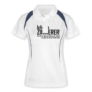 ich bin zimmerer - Frauen Polo atmungsaktiv - Weiß/Navy - Vorne