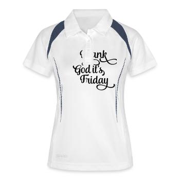 thank god it's friday - Frauen Polo atmungsaktiv - Weiß/Navy - Vorne