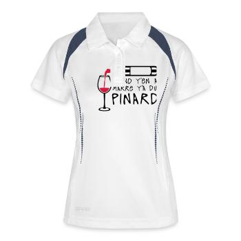 quand marre pinard bouteille vin alcool - Polo respirant Femme - blanc/marine - Devant