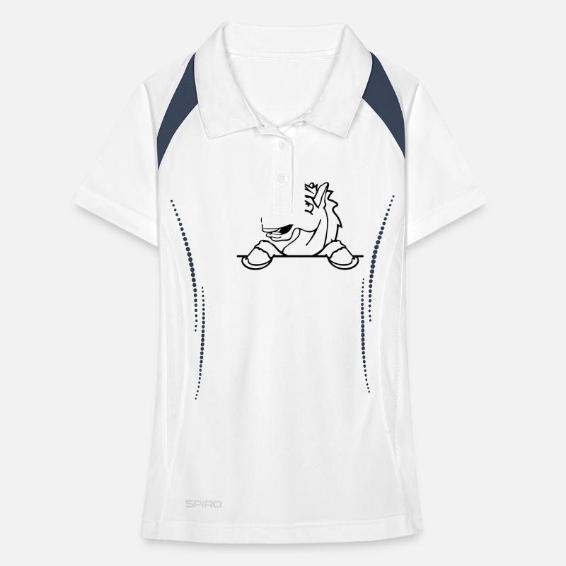 funny comic cartoon horse wall shield text empty u Women's Polo breathable