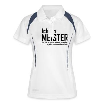 ich bin meister - Frauen Polo atmungsaktiv - Weiß/Navy - Vorne