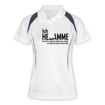ich bin hebamme - Frauen Polo atmungsaktiv - Weiß/Navy - Vorne