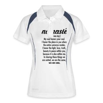 Namasté - Frauen Polo atmungsaktiv - Weiß/Navy - Vorne