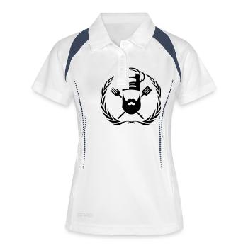 cook design beard - Frauen Polo atmungsaktiv - Weiß/Navy - Vorne