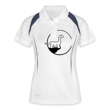 ronds falaise lune nuit hurlement loup loup-garou - Polo respirant Femme - blanc/marine - Devant