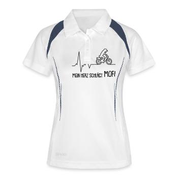 mein herz schlägt mofa - Frauen Polo atmungsaktiv - Weiß/Navy - Vorne