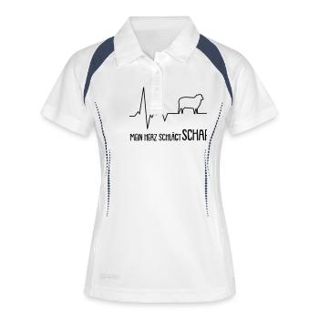 mein herz schlägt schaf - Frauen Polo atmungsaktiv - Weiß/Navy - Vorne