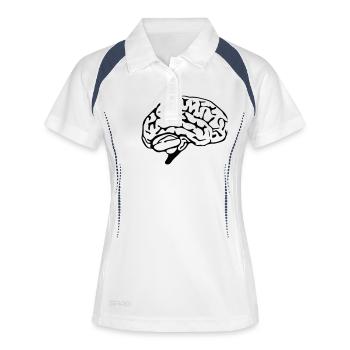 brain design - Frauen Polo atmungsaktiv - Weiß/Navy - Vorne