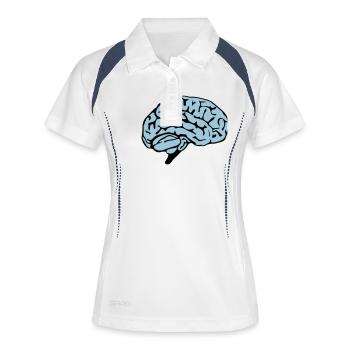 brain design - Frauen Polo atmungsaktiv - Weiß/Navy - Vorne