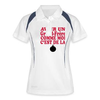 Großer Bruder DER BOMBE 333889 - Frauen Polo atmungsaktiv - Weiß/Navy - Vorne