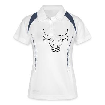 Taureau 01 - Polo respirant Femme - blanc/marine - Devant