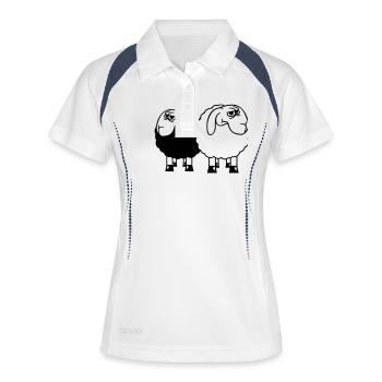 2 Équipe d’amis offensés sceptiques - Polo respirant Femme - blanc/marine - Devant