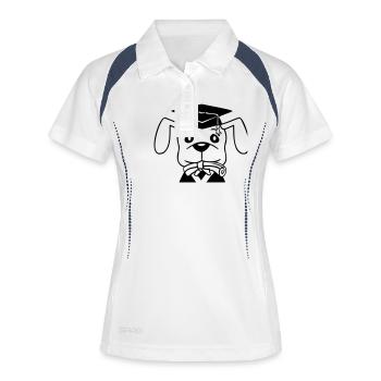 Hund Schulabschluss Zeugnis Gymnasium College Abi - Frauen Polo atmungsaktiv - Weiß/Navy - Vorne