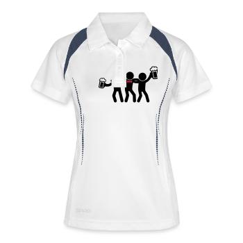 Junggesellen Jga Party Junggesellenabschied - Frauen Polo atmungsaktiv - Weiß/Navy - Vorne