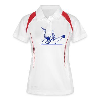 Einhorn Dabbing Dab Tanz Party Pose Geste Lustig - Frauen Polo atmungsaktiv - Weiß/Navy - Vorne