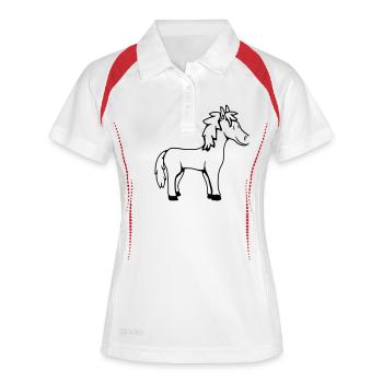 cheval mignon poney poulain cheval fille mignon bande dessinée - Polo respirant Femme - blanc/marine - Devant