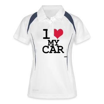 car - Women's Polo breathable - white/navy - Front