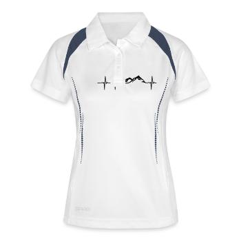 Berge T-Shirt Geschenk Idee Lustig Sprüche Liebe - Frauen Polo atmungsaktiv - Weiß/Navy - Vorne