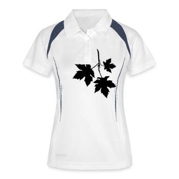 flower Weinblatt Wein wine Leaf - Frauen Polo atmungsaktiv - Weiß/Navy - Vorne