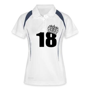 18_king - Frauen Polo atmungsaktiv - Weiß/Navy - Vorne