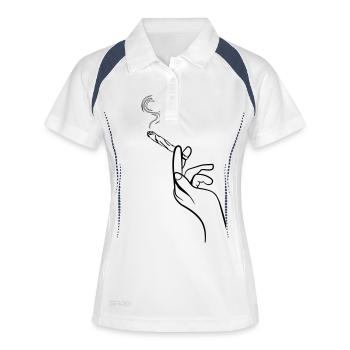 kiffen joint hand - Frauen Polo atmungsaktiv - Weiß/Navy - Vorne