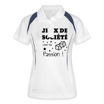jeu de société / joueur / jouer / geek - Polo respirant Femme - blanc/marine - Devant